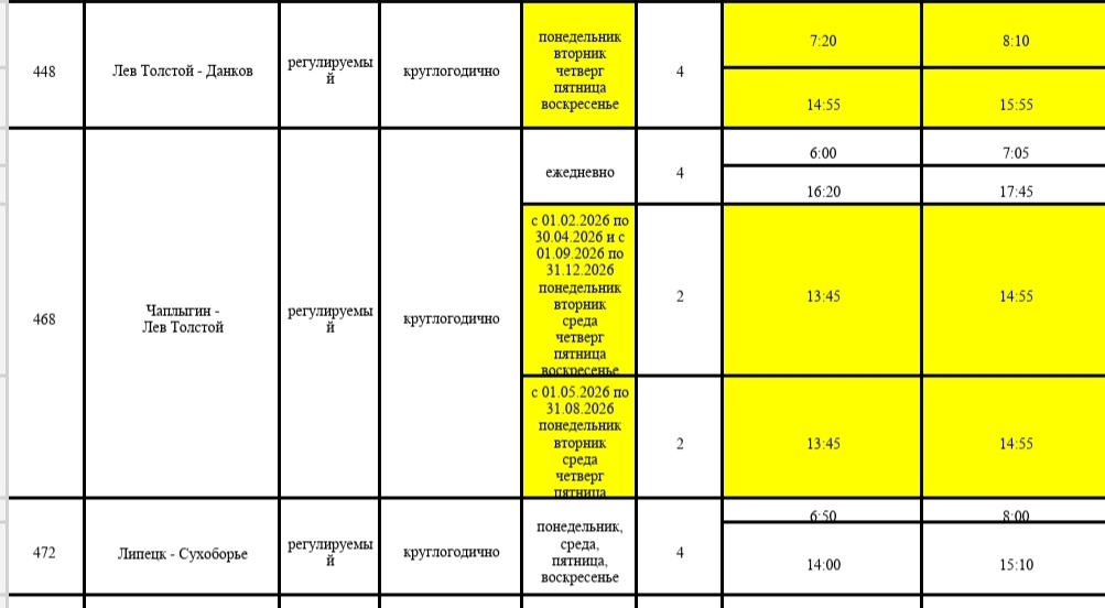 Изменения на межмуниципальных маршрутах Липецкой области.