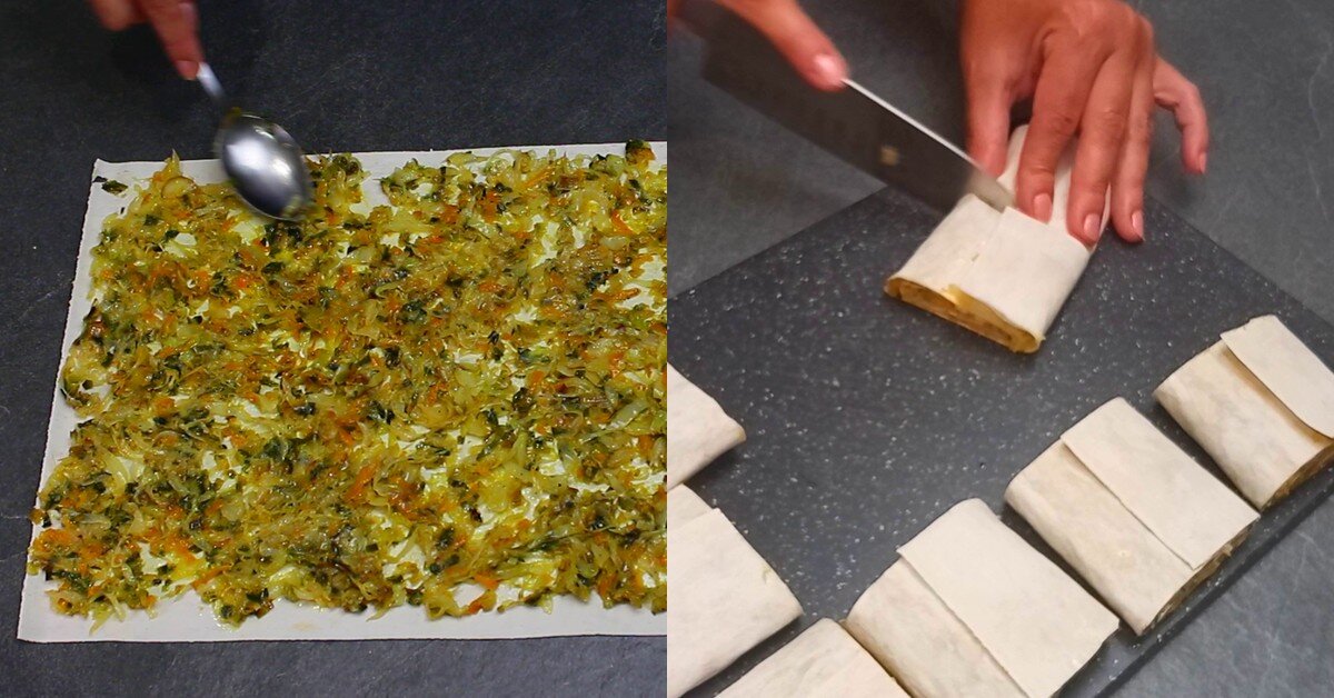Пирожки из лаваша с капустой на сковороде — рецепт с фото