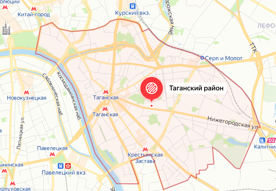 Таганский район на карте города