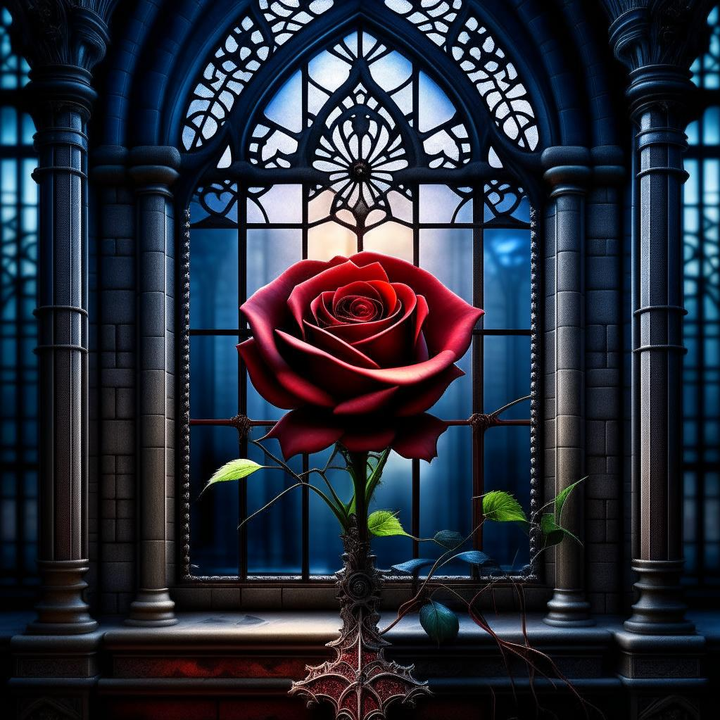 Роза в соборе. Иллюстрация сгенерирована нейросетью