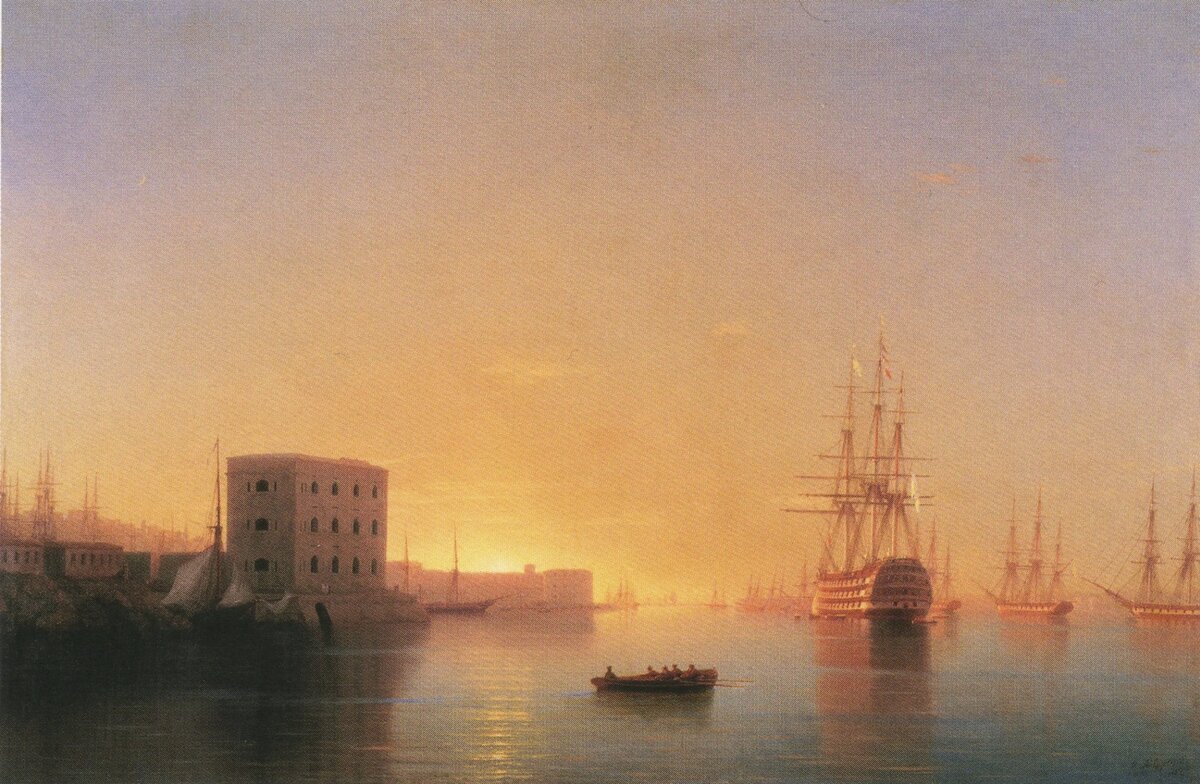 И.К. АЙВАЗОВСКИЙ. КОРАБЛИ НА ЯКОРЕ В СЕВАСТОПОЛЬСКОЙ БУХТЕ. 1852 год. Из доступных источников