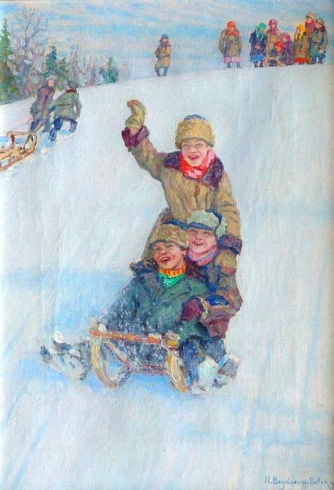 Богданов-Бельский Николай Петрович (1868 - 1945 ) "Катание с горы"