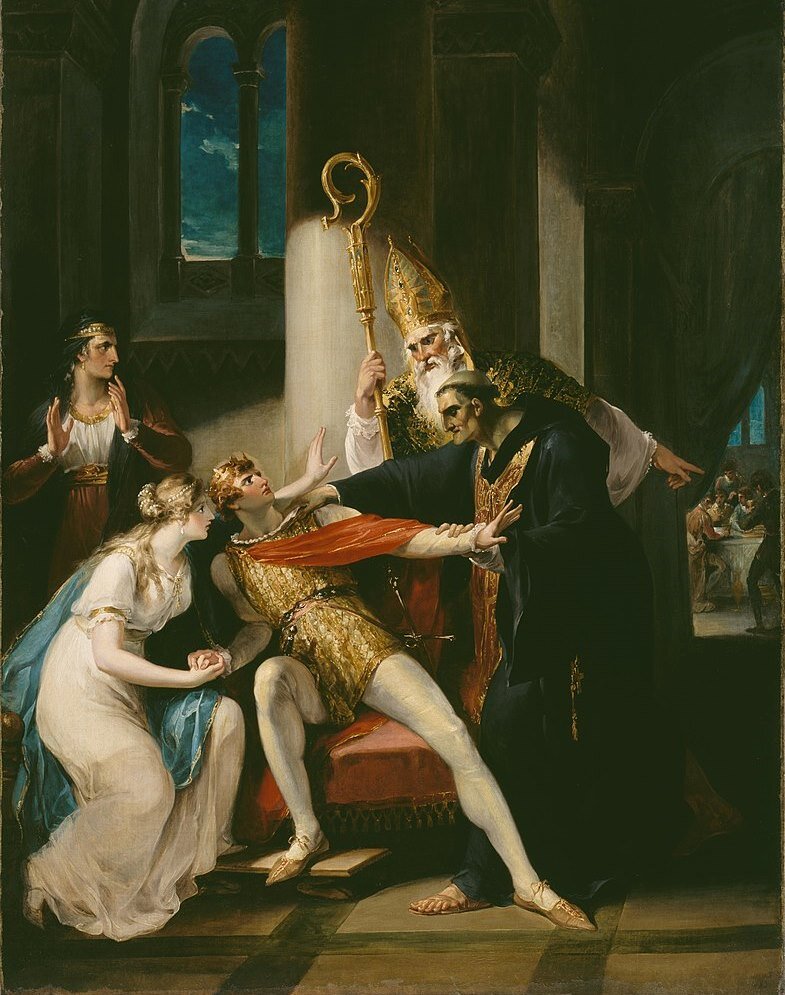 Аббат Дунстан и архиепископ Ода забирают юного короля. Картина XVIII века. 