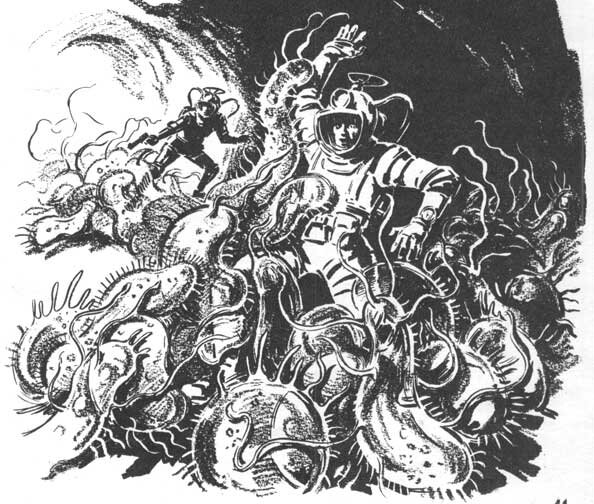 Замечательная иллюстрация к рассказу «Чудовища лунных пещер». По счастью, в самом рассказе все нет так плохо:)