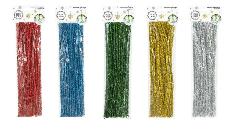 Гибкая мишура. Количество: 60 штук. Длина: 30 см. Состав: ПВХ, сталь, в магазинах ФиксПрайс