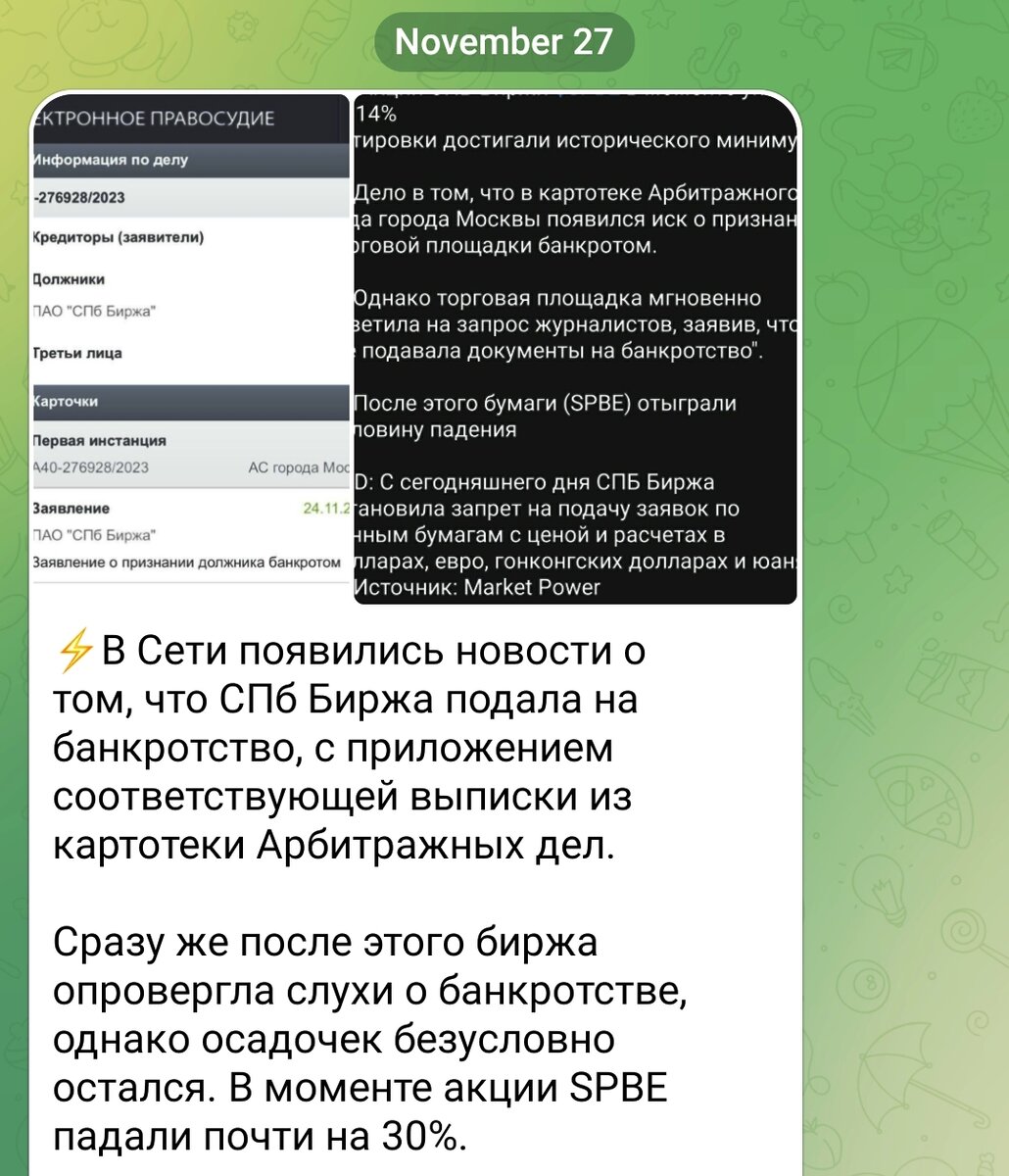 Скриншот утренней новости из моего тг-канала