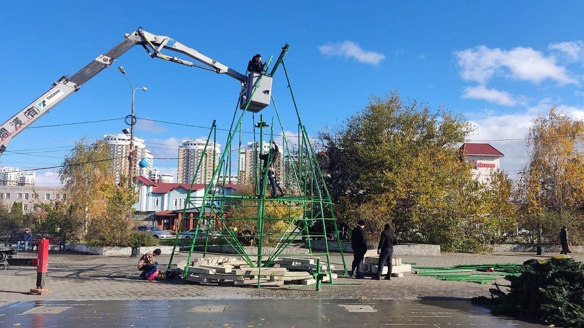    В краснодарских парках и на площадях устанавливают новогодние елки Фото: пресс-служба администрации Краснодара