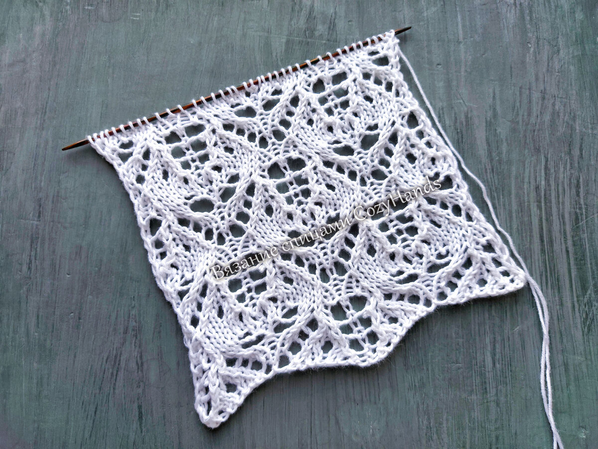 Невесомый ажурный узор для вязания джемпера, палантина, туники