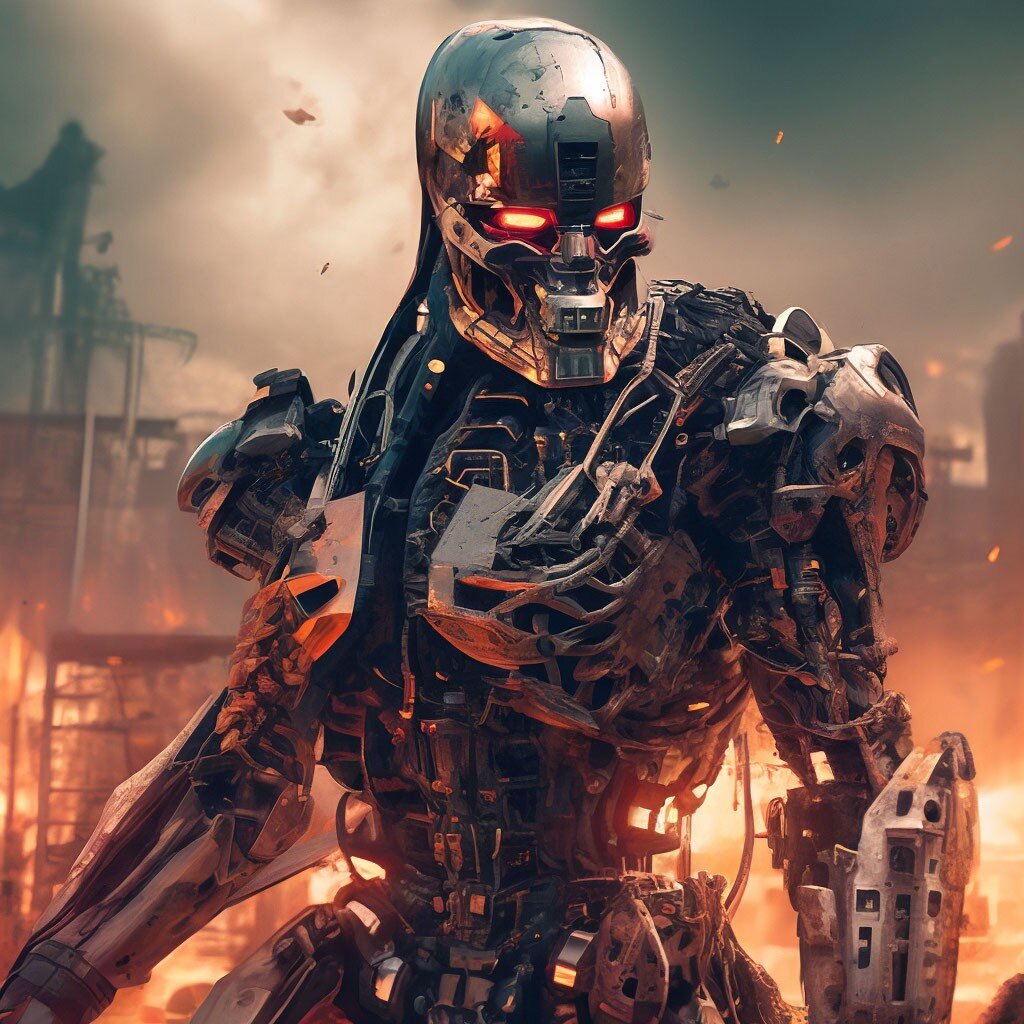 "Терминатор"-изображение создано с помощью приложения "ШЕДЕВРУМ"