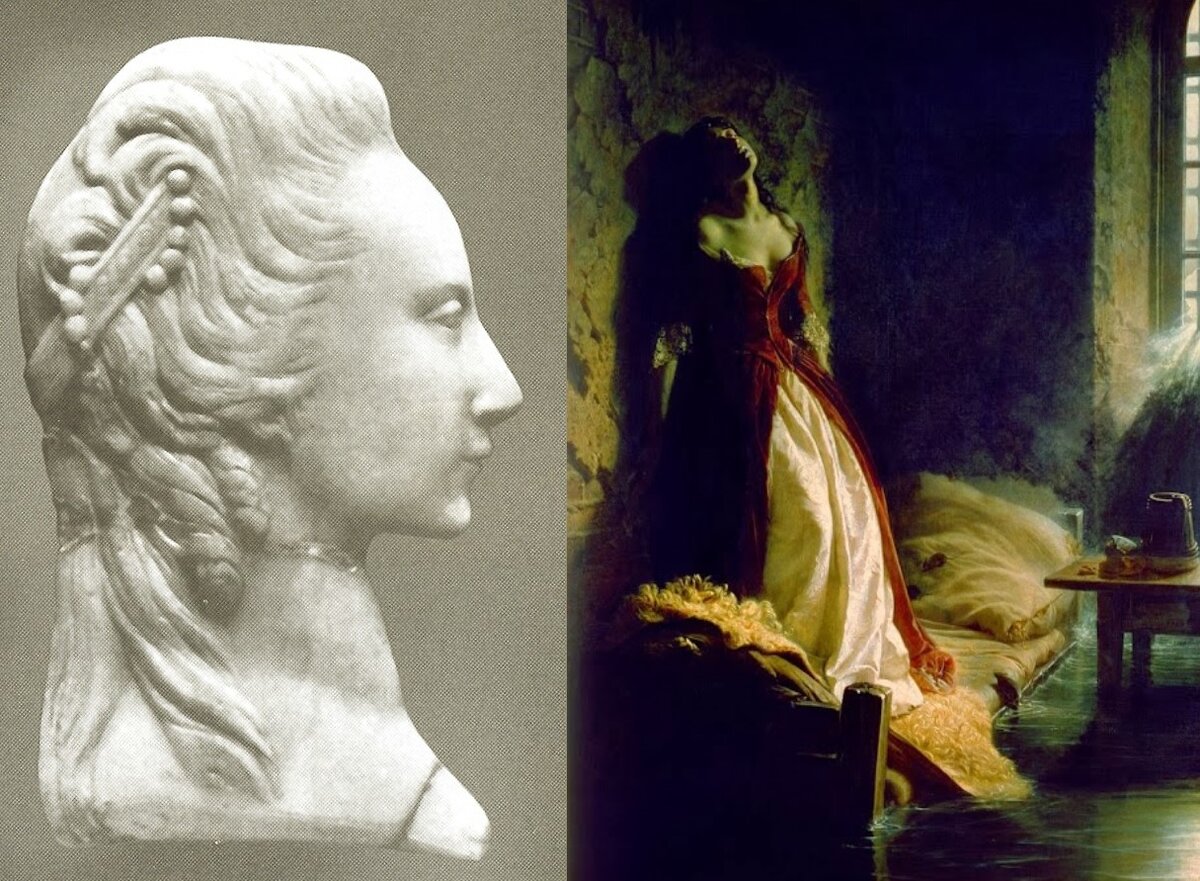 Слева, возможно, реальный портрет княжны Таракановой.