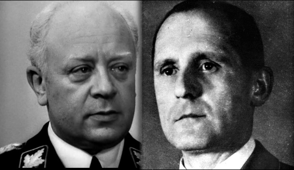 Слева актёр Броневой в роли шефа гестапо Мюллера, а справа сам Генрих Мюллер. Фото взято с ресурса Яндекс.Картинки