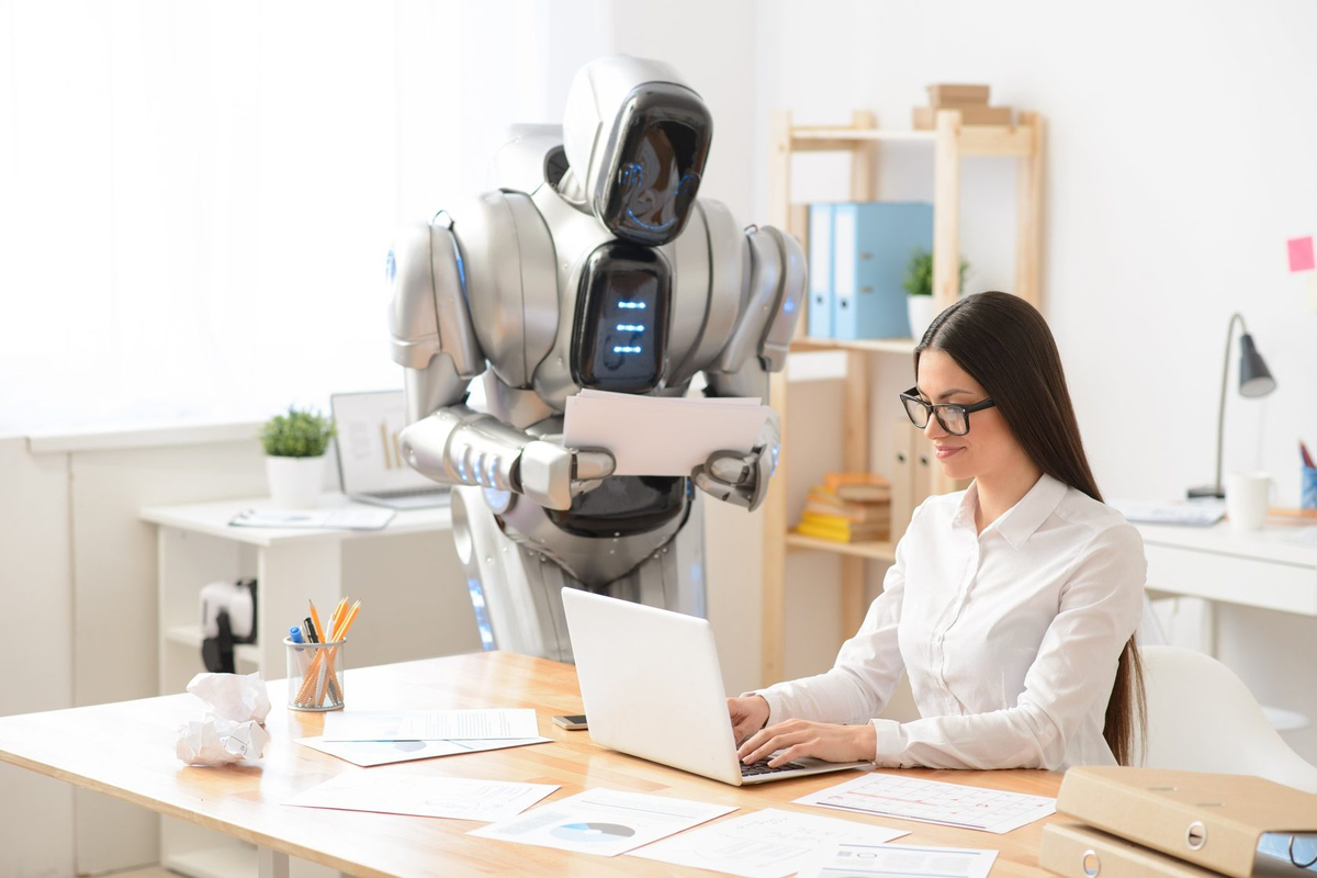 Робот с искусственным интеллектом. Роботы заменят людей. Профессии искусственный интеллект. Робот работник.