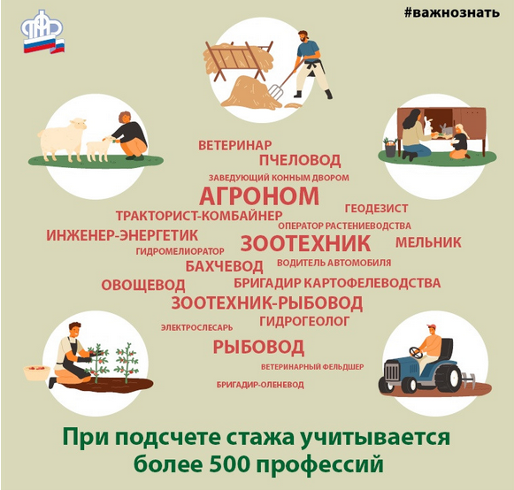 Источник: Какие профессии учитывают при определении сельского стажа (источник: ПФР) 