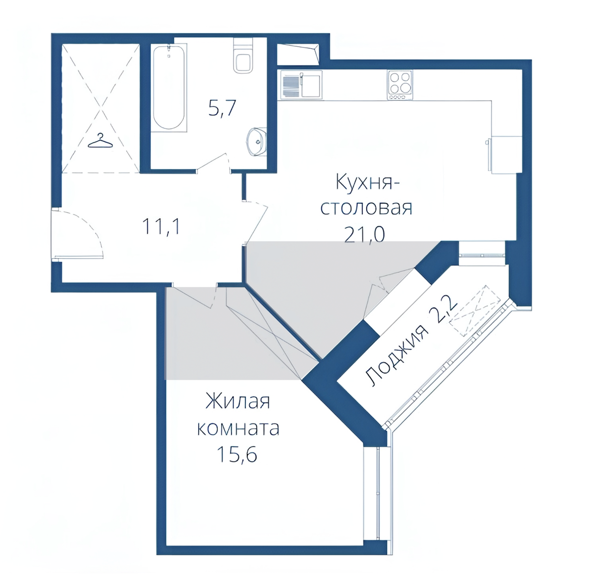 Зоны, которые не будут функционально использоваться в непрямоугольной планировке