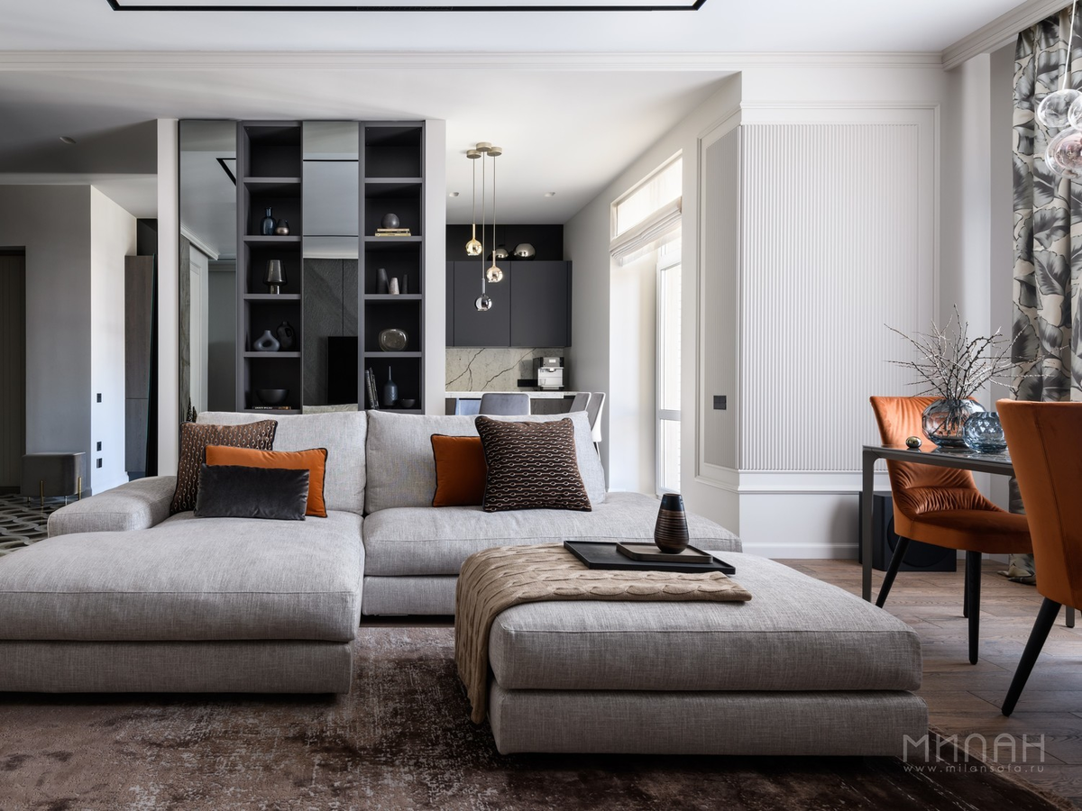 Зона кухни-гостиной в интерьере