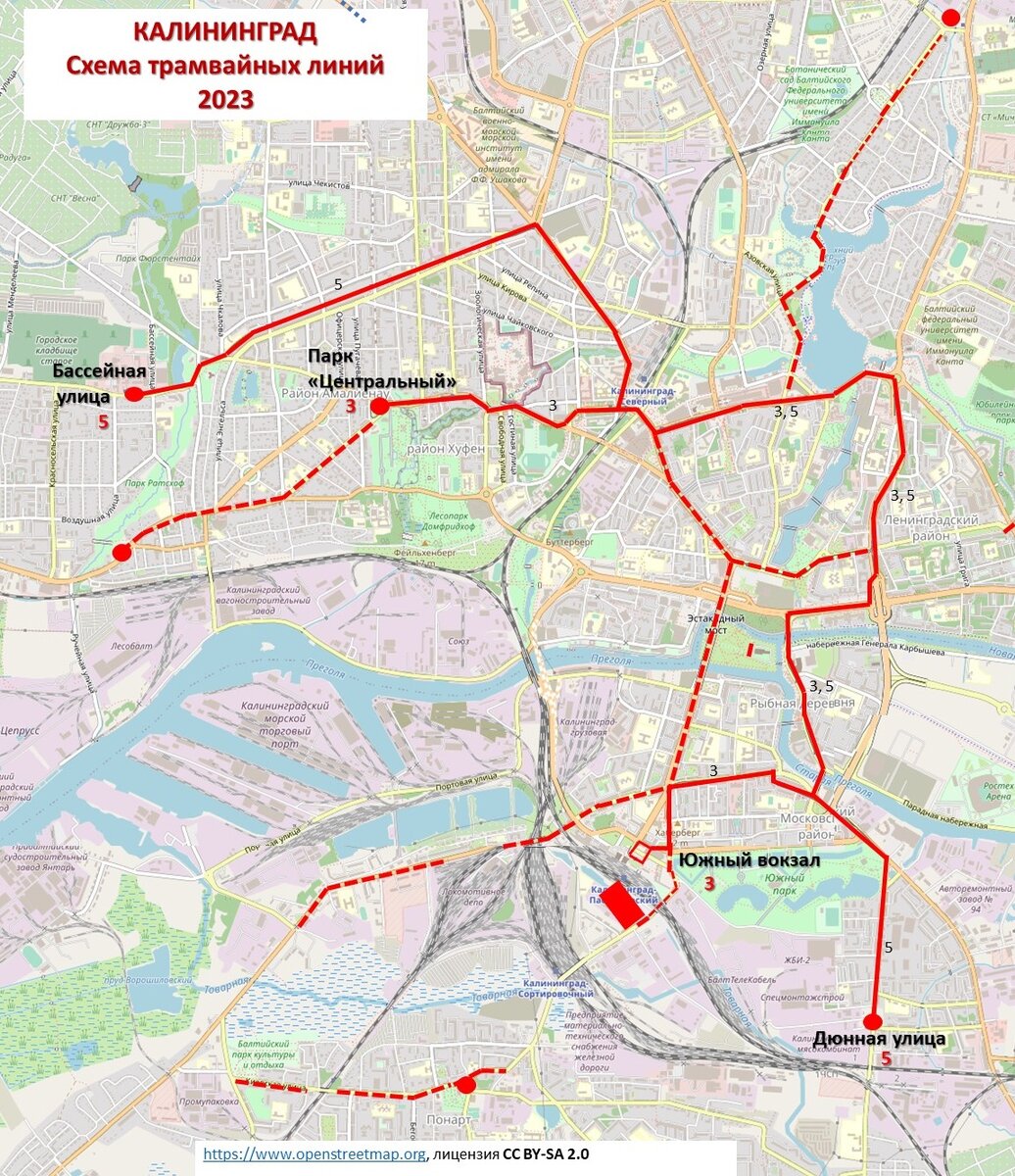 Схема трамвайных линий