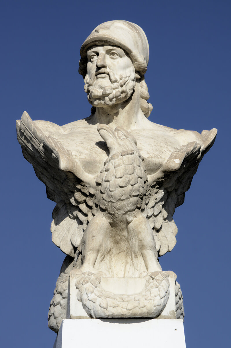 Bust of Cimon (510 - 450 BC) at the beach of Larnaca, Cyprus.