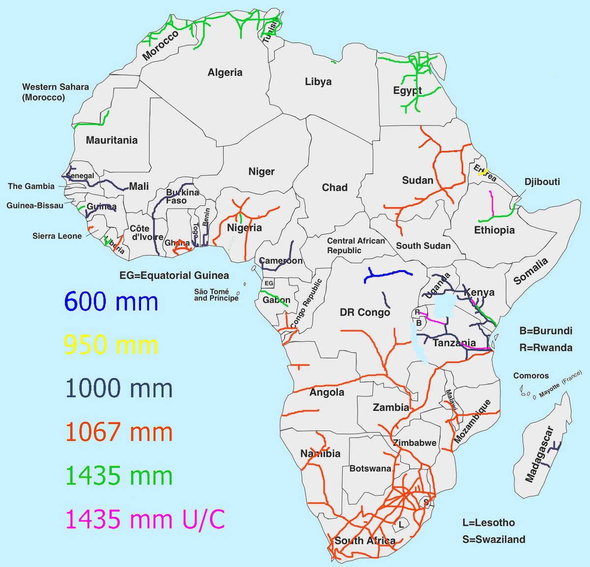 © East Africa Railway Master Plan / CC BY-SA 4.0 (Основные железнодорожные линии Африки)