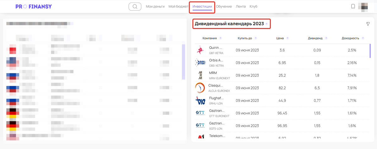 Дивидендный календарь акций 2023