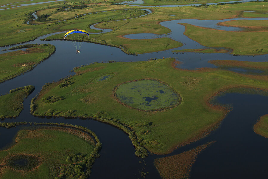 Полет над Амуром на паралёте.