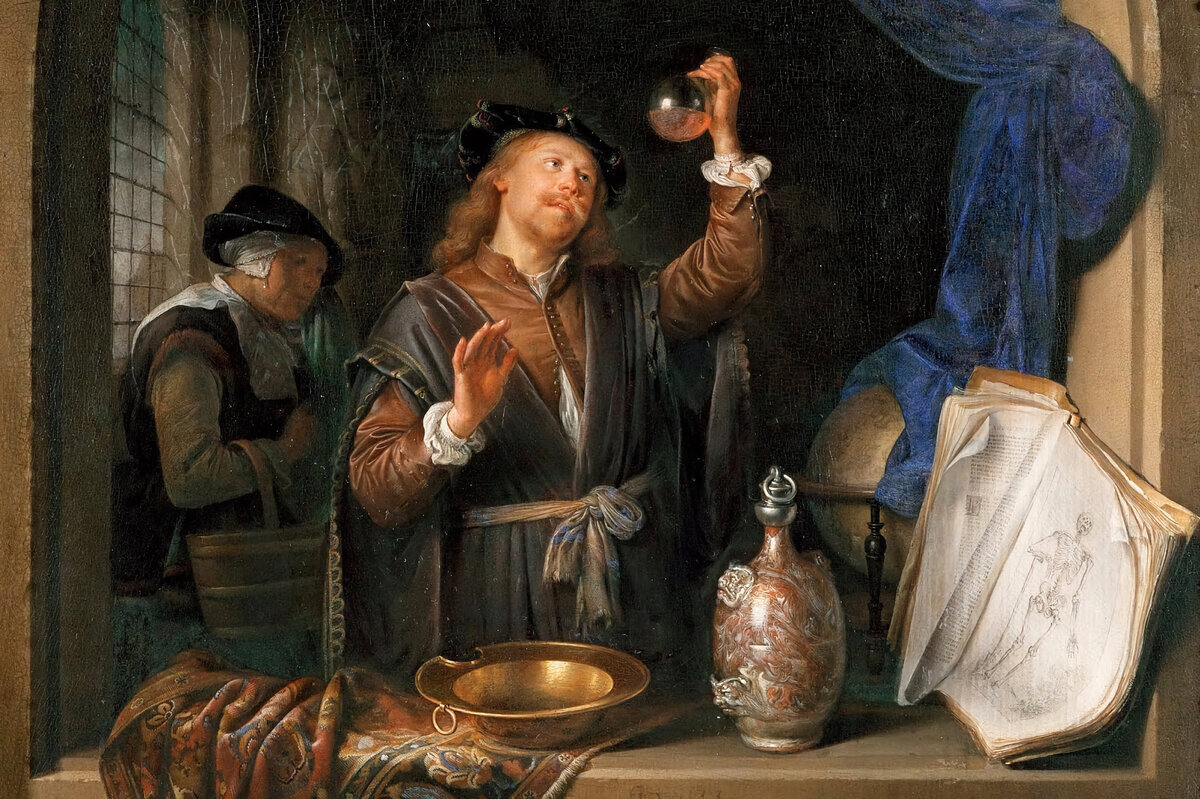Фрагмент картины «Визит врача», Геррит Дау, 1653 год.