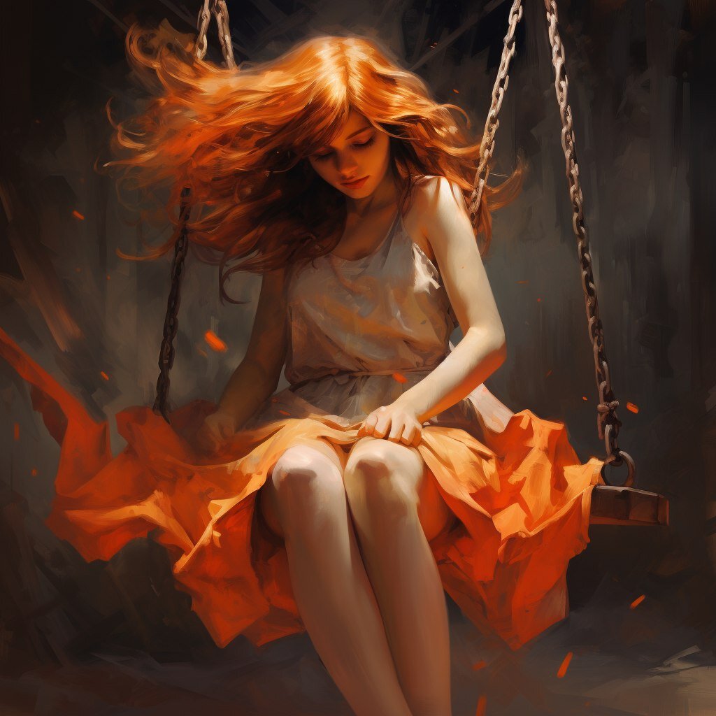 Создано искусственным интеллектом по моему заказу (запросу) "эмоциональные качели девушки". Я большой фанат робота. Потрясающее фото 🤩😍