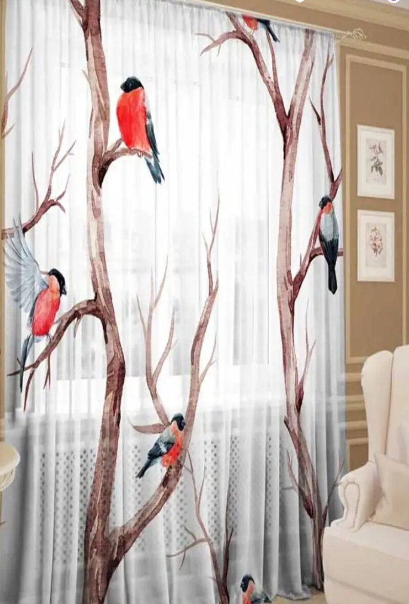 Фототюль "Снегири"(фото с сайта магазина)