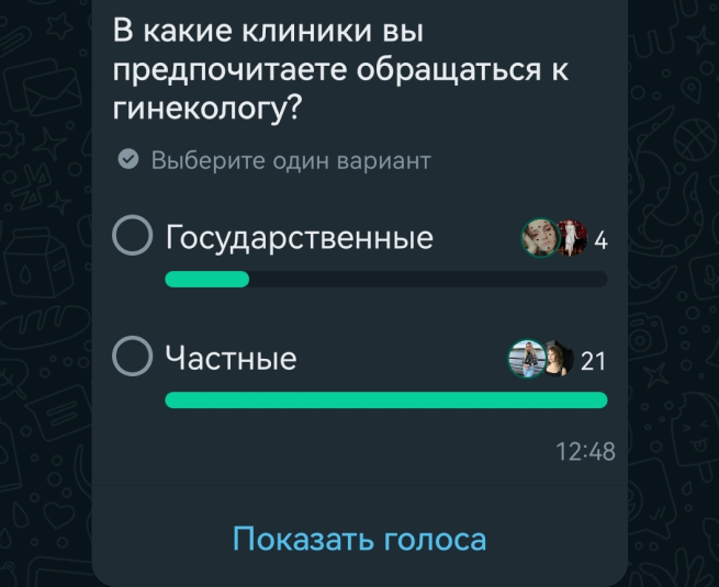 Из 25 сотрудниц MEDEQ 21 предпочитают пользоваться услугами частной гинекологии