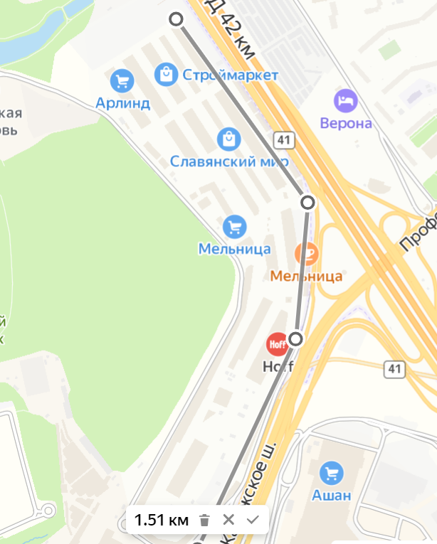 Протяженность рыночка 1,5 км.