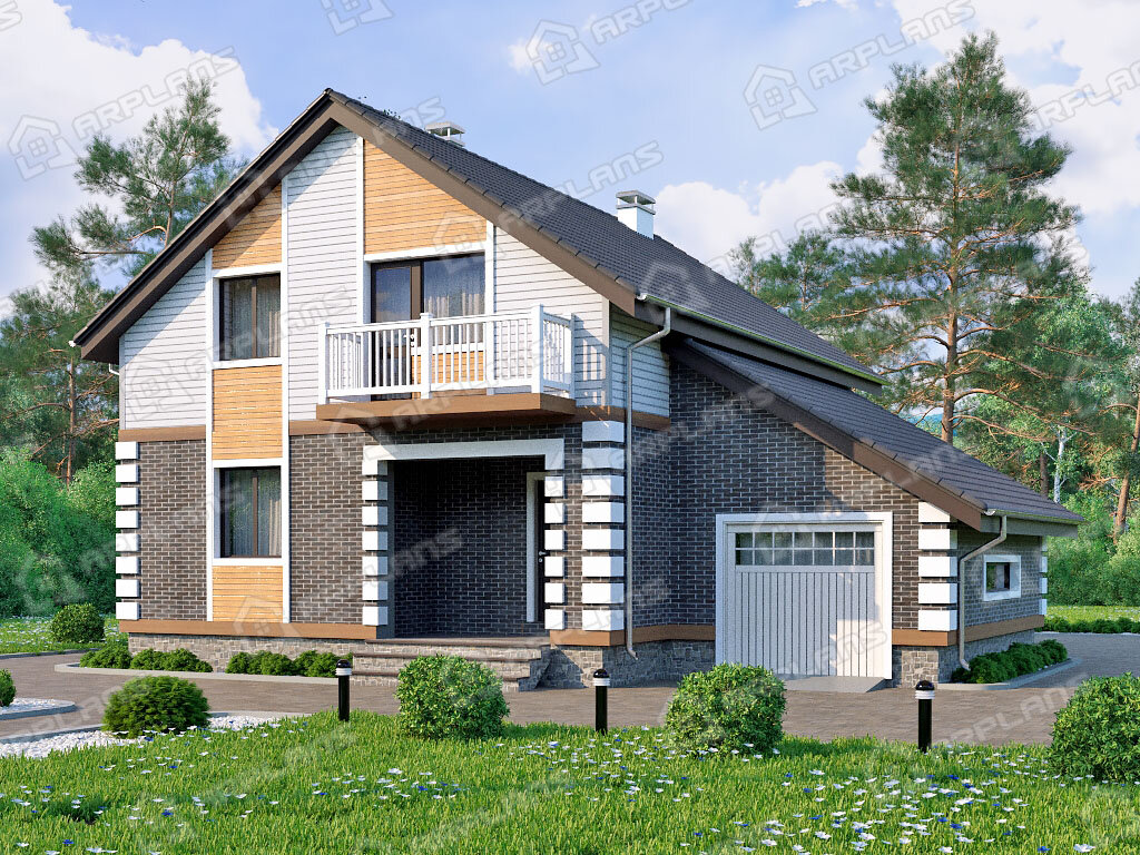 Фото 2 двухэтажного дома из газобетона с мансардой. Источник arplans.ru Проект К-126 