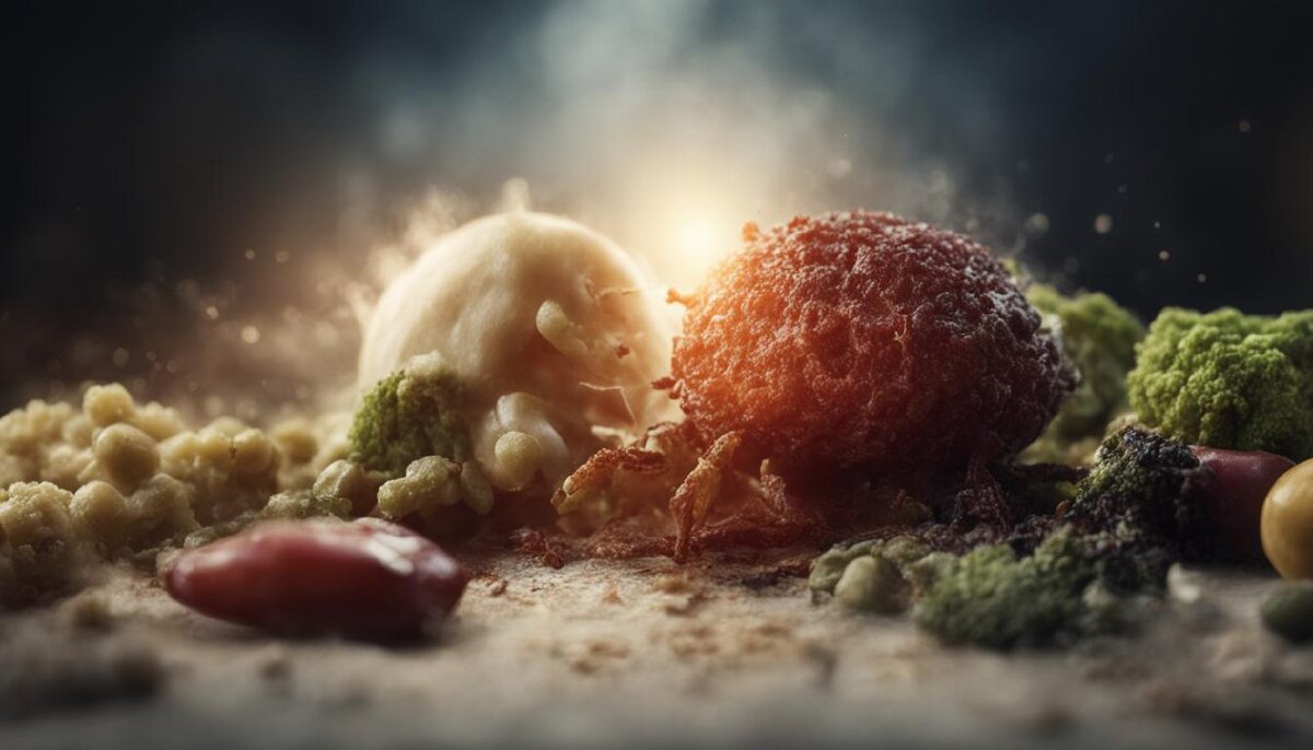 Изображение сгенерированное нейросетью при запросе "Битва здорового образа жизни с онкологией"