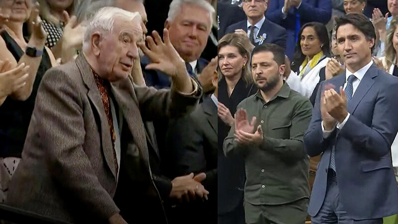    Зеленский, Трюдо и канадские депутаты одарили громкими овациями 98-летнего ветерана дивизии СС "Галичина" Ярослава Хунку. За что потом пришлось извиняться.