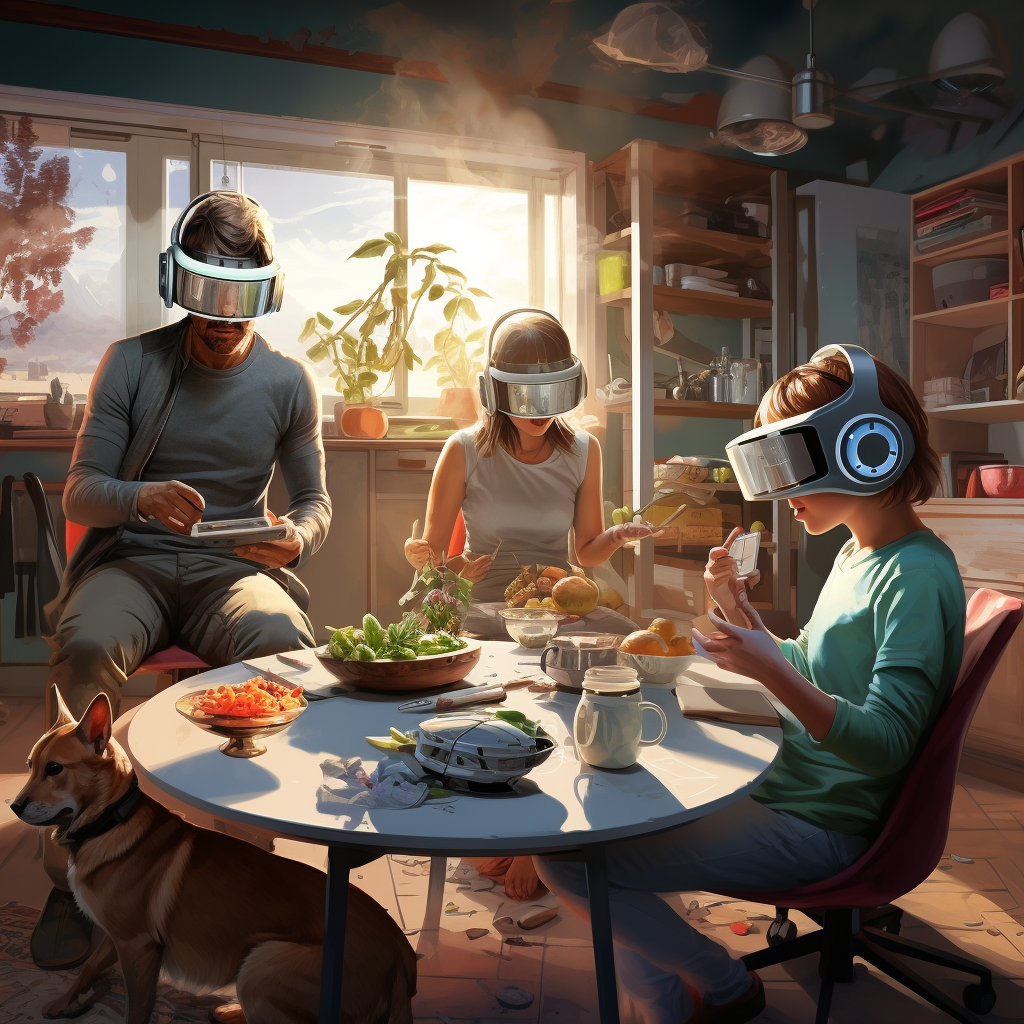 Завтрак семьи будущего с дополненной реальностью