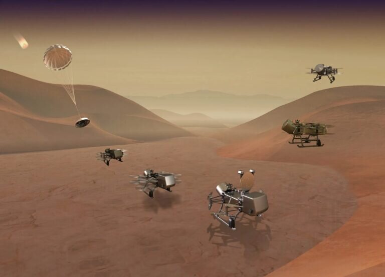    Dragonfly на Титане, взгляд художника / © NASA / Johns Hopkins APL / Steve Gribben