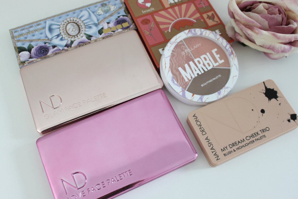 Мои палетки для лица, в которых есть румяна.