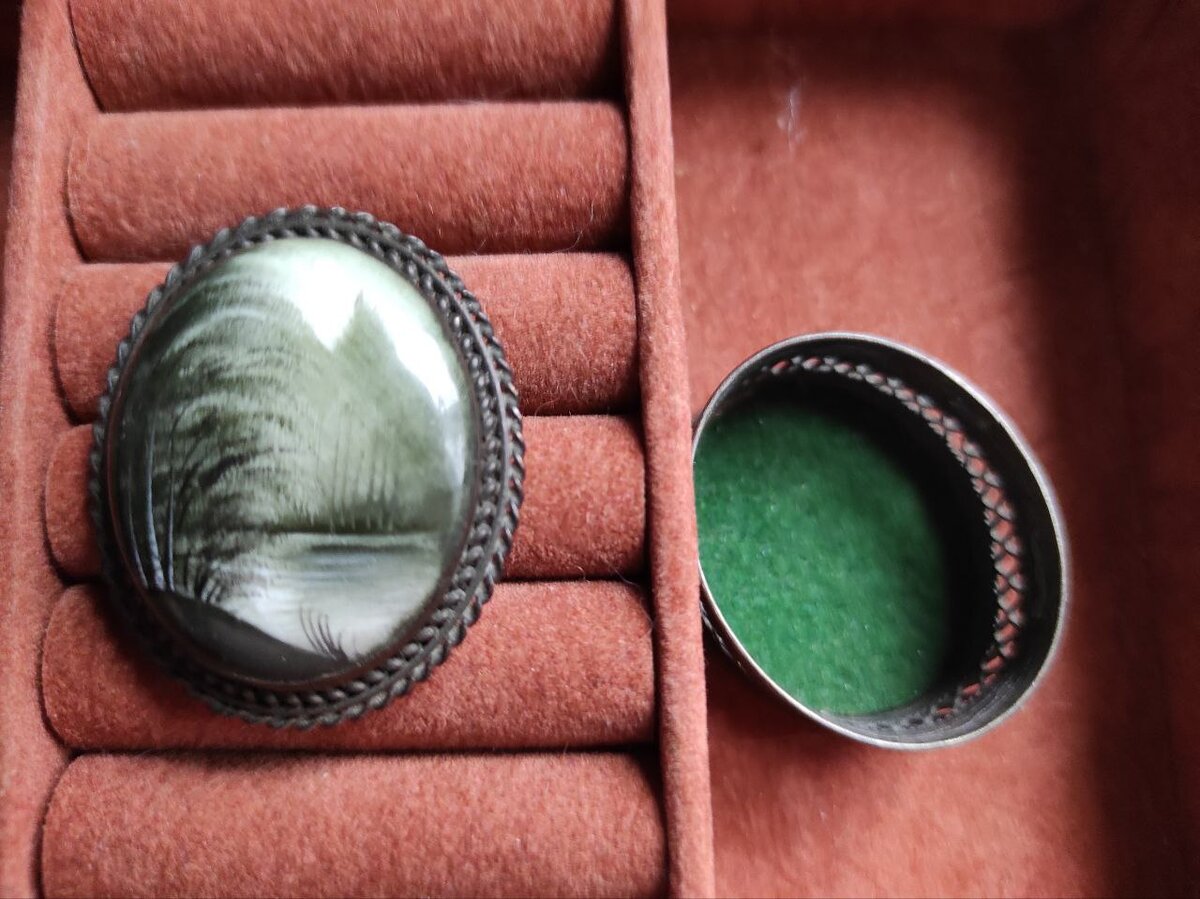 Брошь-крышка. Живописная эмаль.