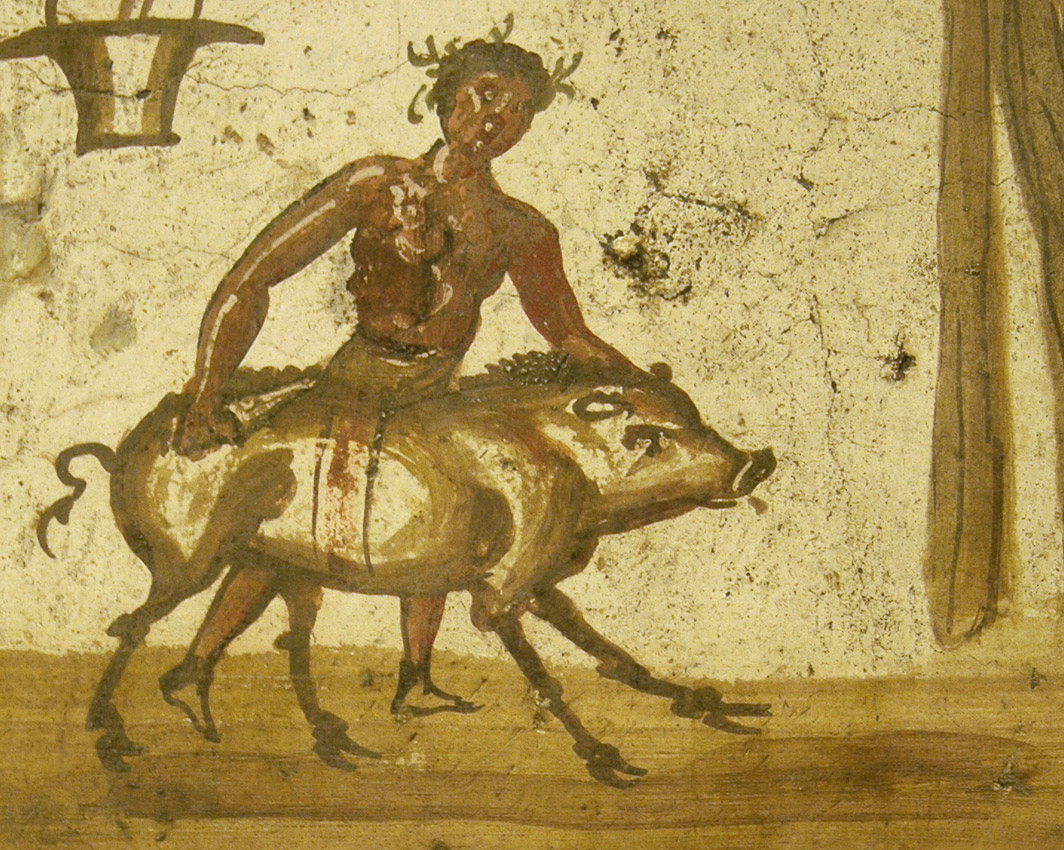На фресках позднего Древнего мира свинья уже еда бедных
