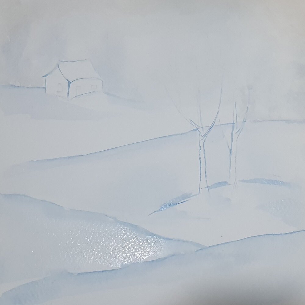 Как нарисовать зимний пейзаж в 3 классе | Осенние художественные проекты, Рисунки, Детские картины