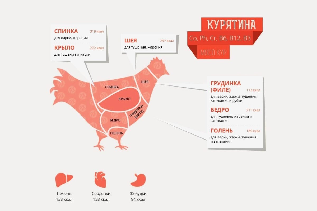 Куриная грудка варёная или тушёная — калорийность (сколько калорий в граммах)