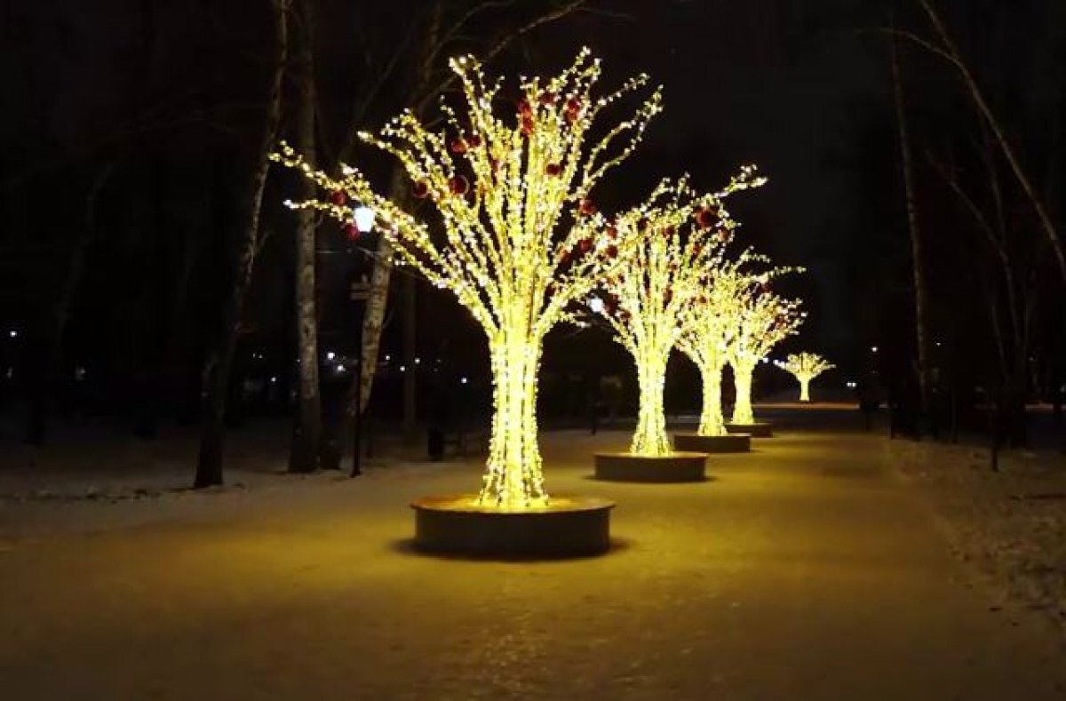    Светящиеся деревья появились на улицах и в парках Челябинска