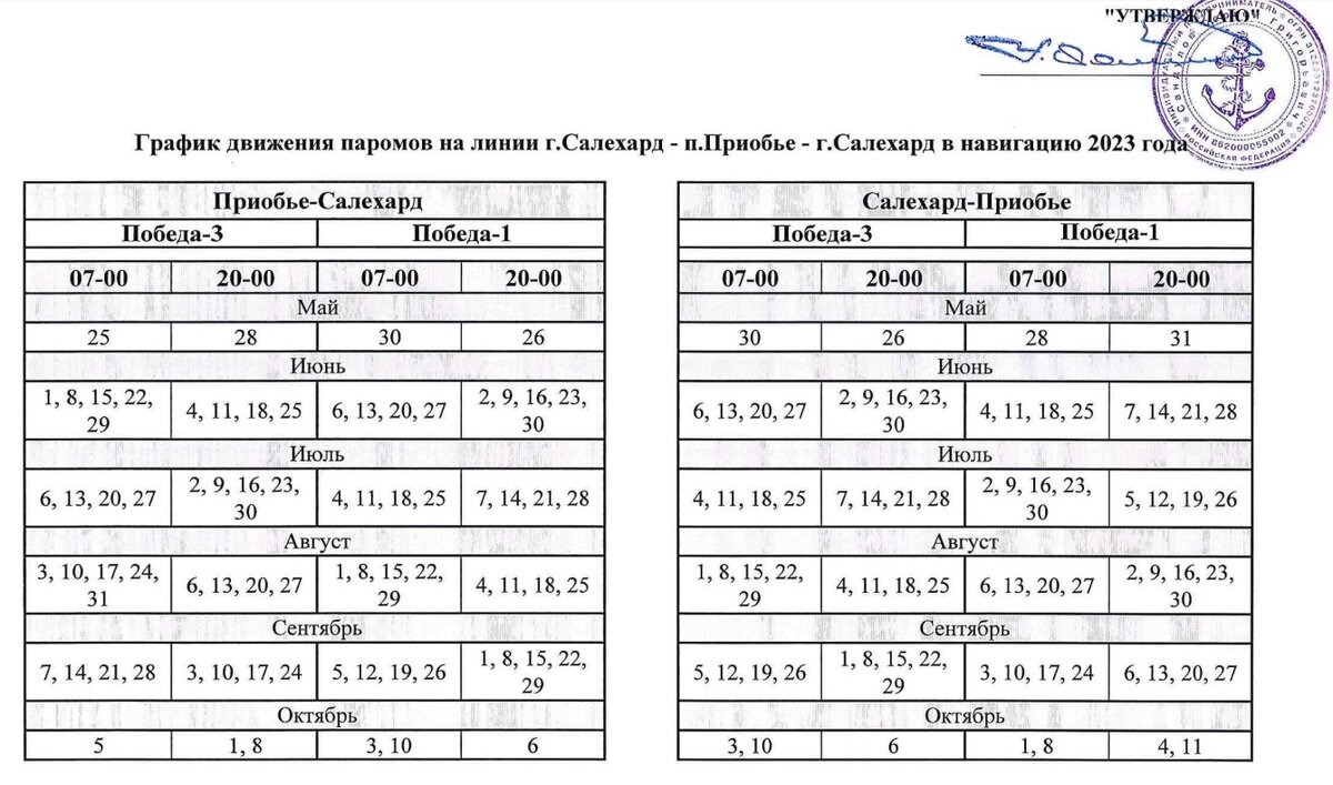 Покупка билетов на паром Салехард - Мужи