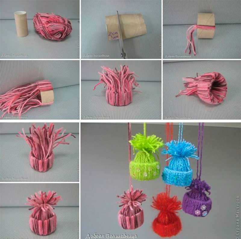 100 р Картон или основание от туалетной бумаги+ пряжа