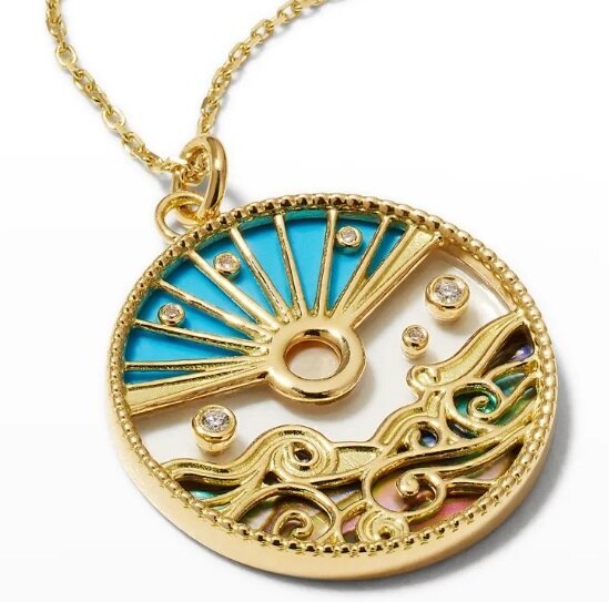 Кулон "Любовь к лету" Золото, бриллианты, перламутр