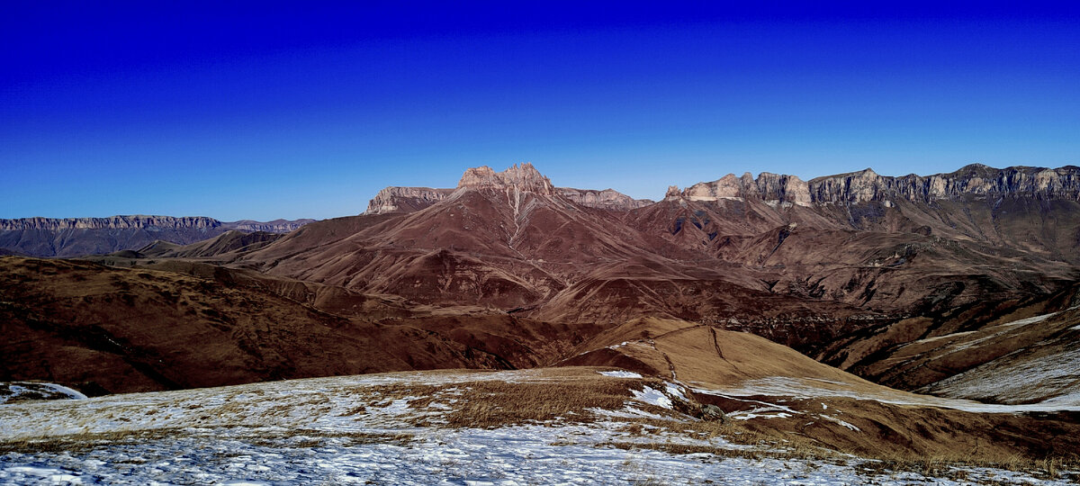 Вид с горы Чаратабаш высота 2700 метров. Конец Января