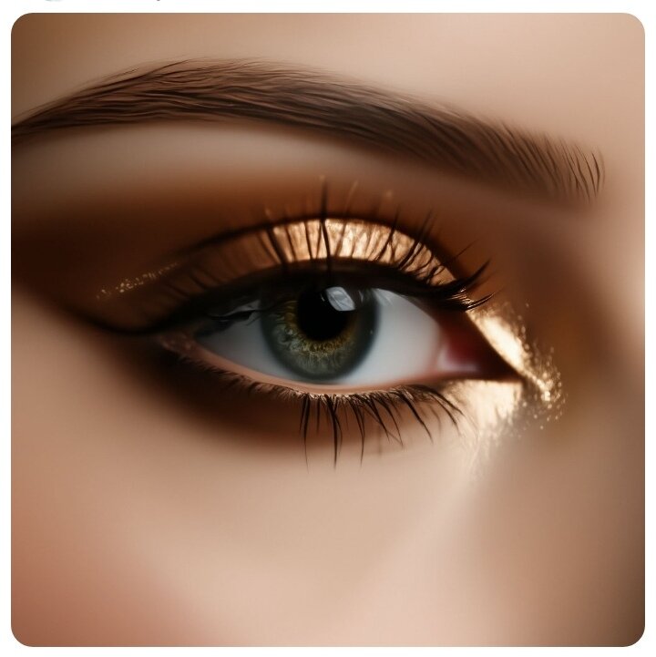 Фото канала Таро Портал. Пример макияжа век в золотисто - шоколадной гамме с темно- коричневой подводкой.