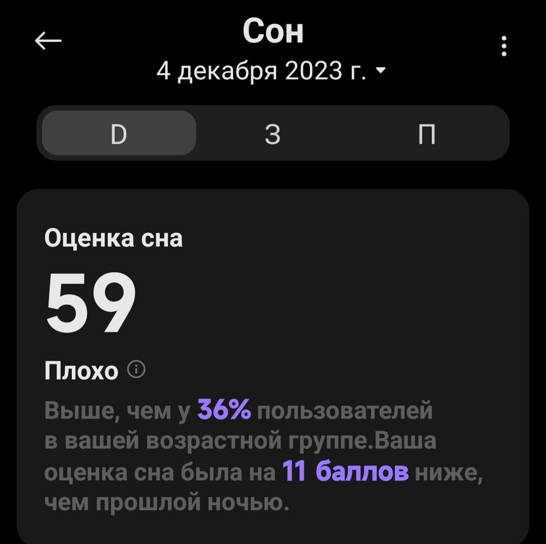 Оценка сна от приложения Mi Fitness. Снимок экрана телефона автора.