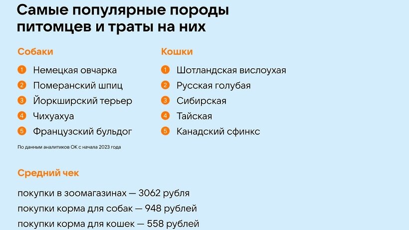    ОК и «Чек Индекс» компании «Платформа ОФД» выяснили, какие питомцы наиболее популярны среди российских пользователей © Пресс-служба «Одноклассников»