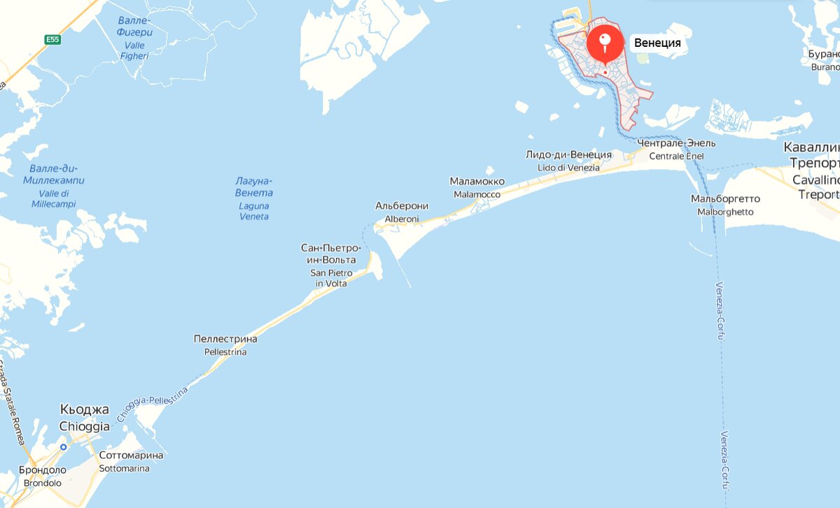 На карте хорошо видны 3 канала, через которые приходит вода