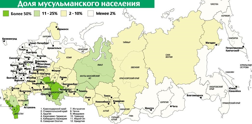 Карта численности народов россии