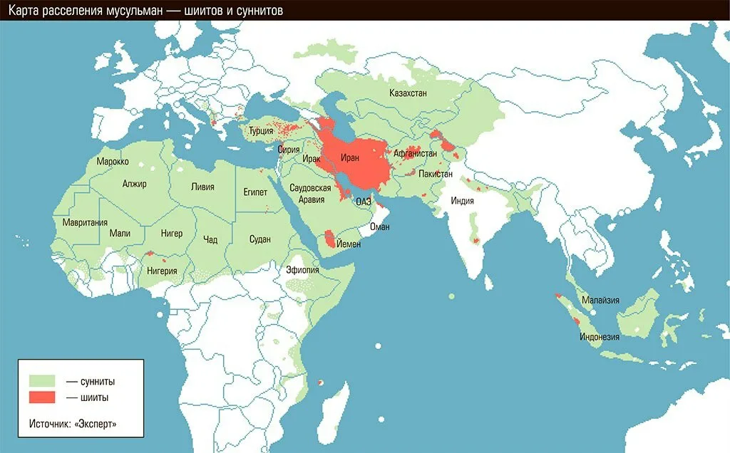 Карта сунниты шииты: Соотношение суннитов и шиитов в мире – Картина дня – Коммерсантъ